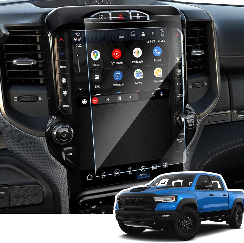 LANGBEAN Anti-Glare Matte 12-Inch Screen Protector for 2019-2025 Dodge Ram1500/2500/3500 Infotainment Touchscreen, 9H Tempered Glass/Anti-Fingerprint 2024 2025 Ram1500 Accessories - Image 1